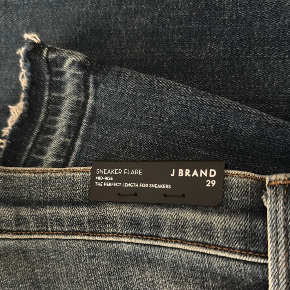 J Brand Blue Mid Rise Sneaker Flare Jeans